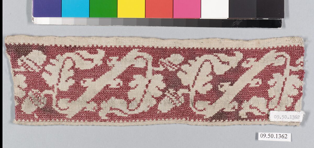 Border, Drawnwork, linen and silk, Italian