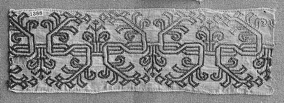 Band, Silk on linen, Greek or Italian 