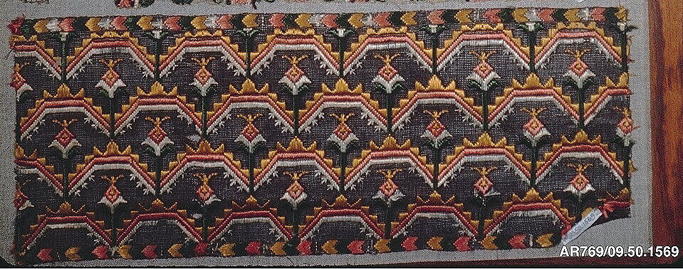 Fragment, Embroidered net, buratto, silk, Italian, Abruzzi and Calabria