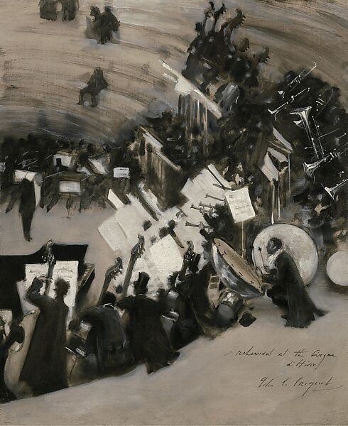 Rehearsal of the Pasdeloup Orchestra at the Cirque d'Hiver, John Singer Sargent (American, Florence 1856–1925 London), Oil on canvas, American 