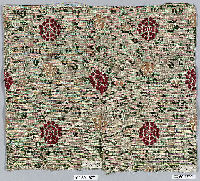 Piece, Silk and metal thread, German 
