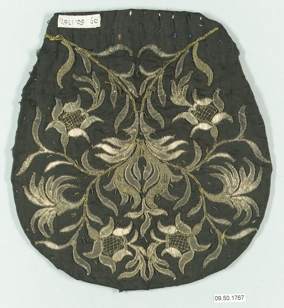 Cap crown, Metal thread on silk, Southern German 