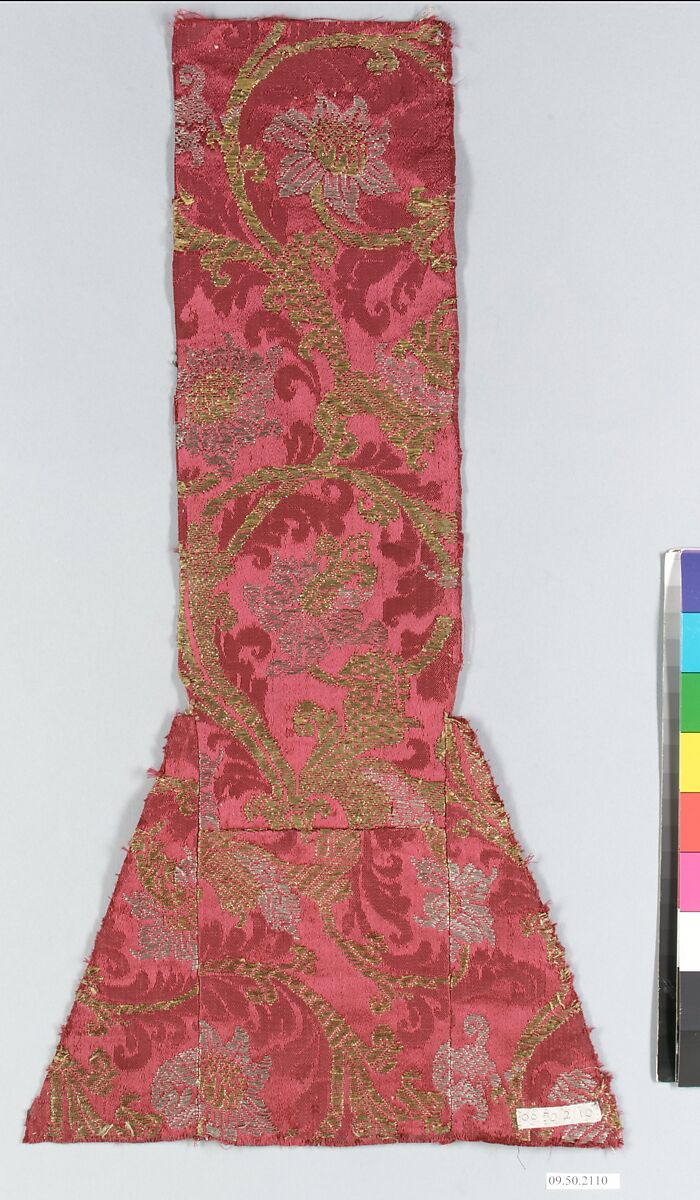 Maniple, Silk and metal thread, possibly Italian