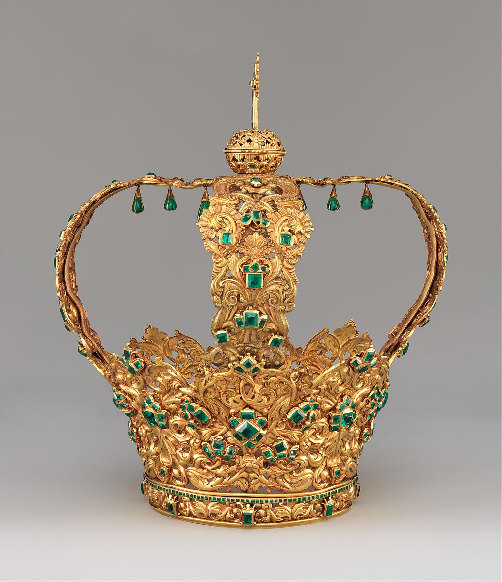 Crown of the Virgin of the Immaculate Conception, known as the Crown of the Andes, Gold, repoussé and chased; emeralds, Colombian; Popayán
