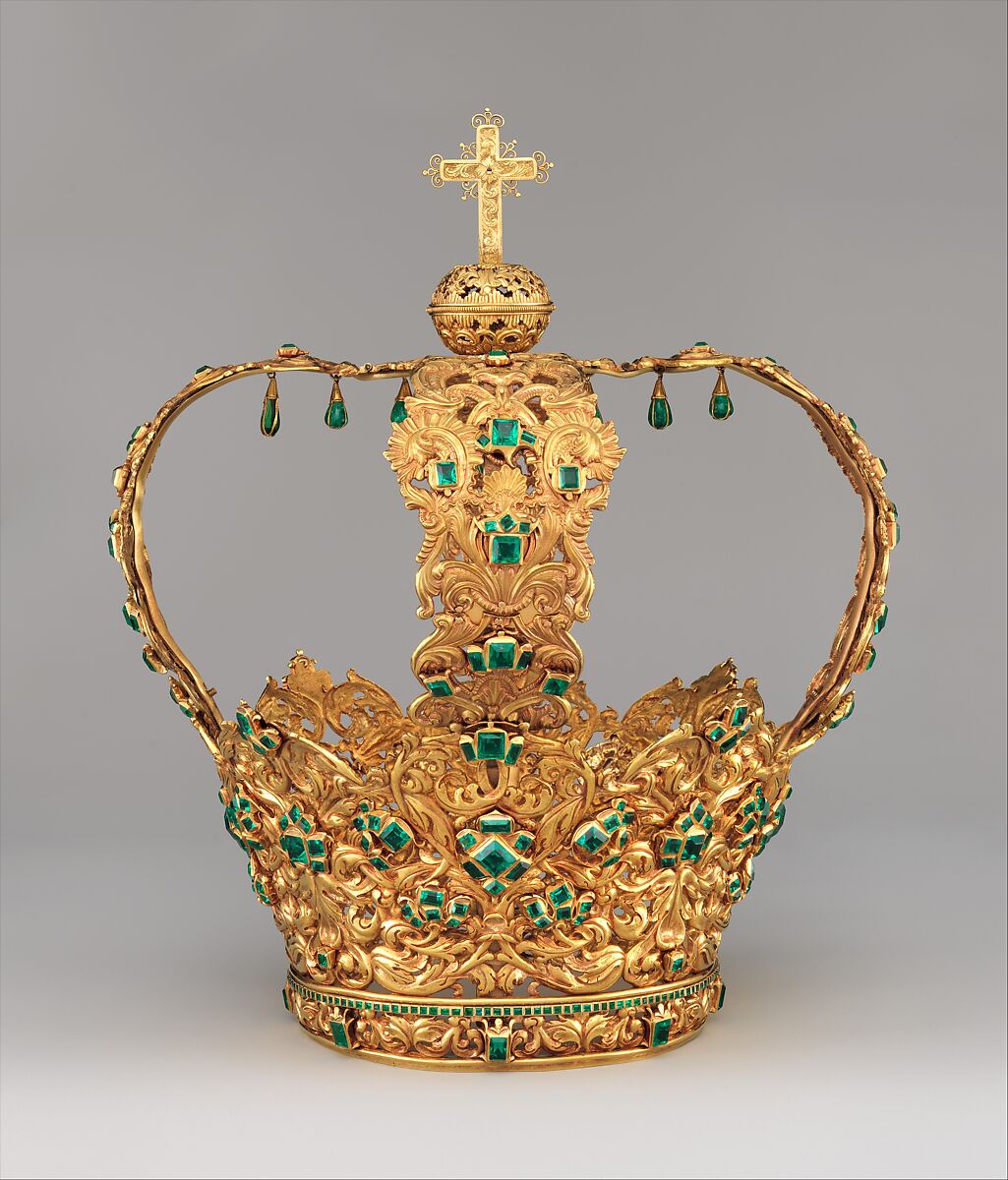 Crown of the Virgin of the Immaculate Conception, known as the Crown of the Andes, Gold, repoussé and chased; emeralds, Colombian; Popayán