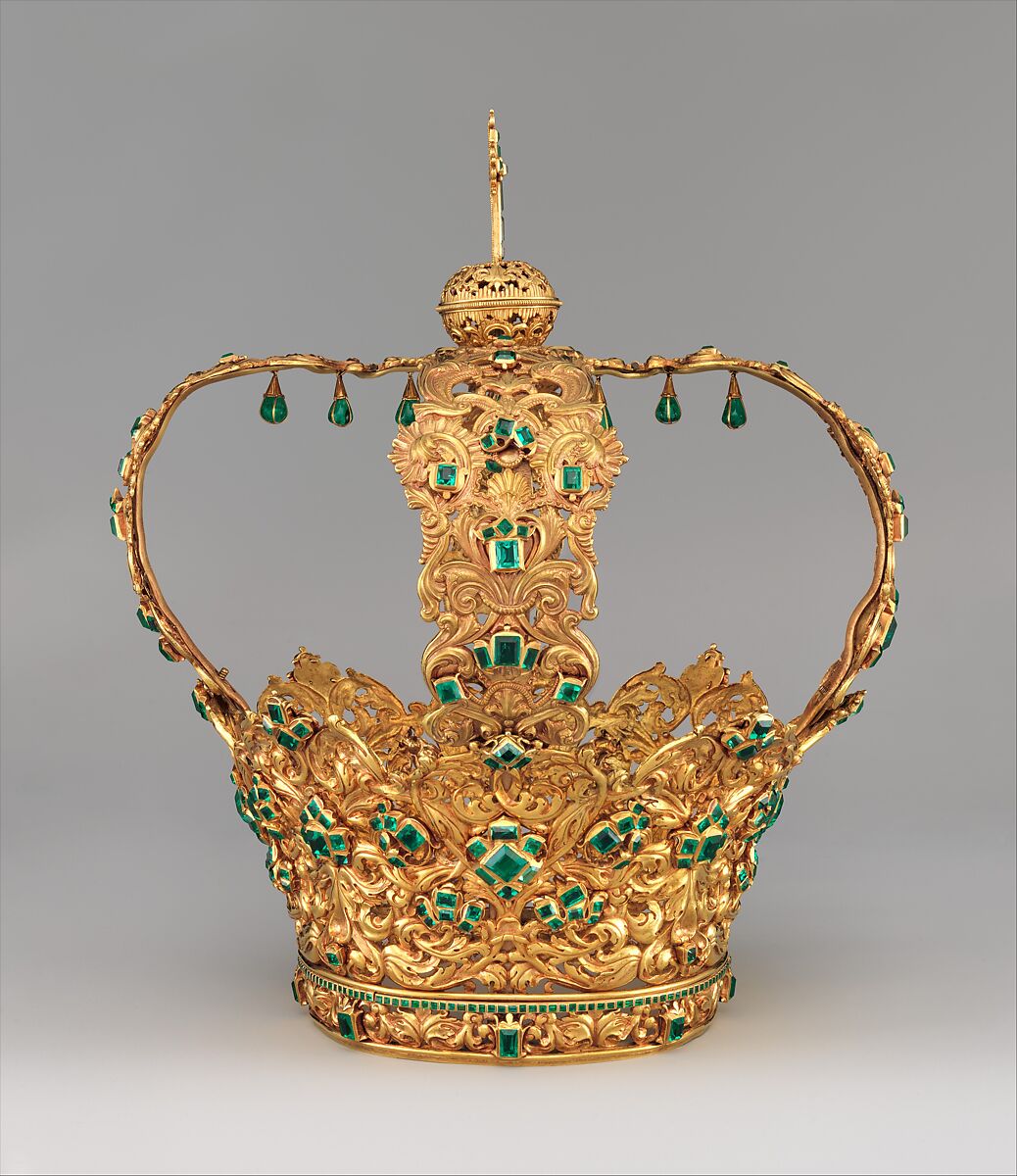 Crown of the Virgin of the Immaculate Conception, known as the Crown of the Andes, Gold, repoussé and chased; emeralds, Colombian; Popayán