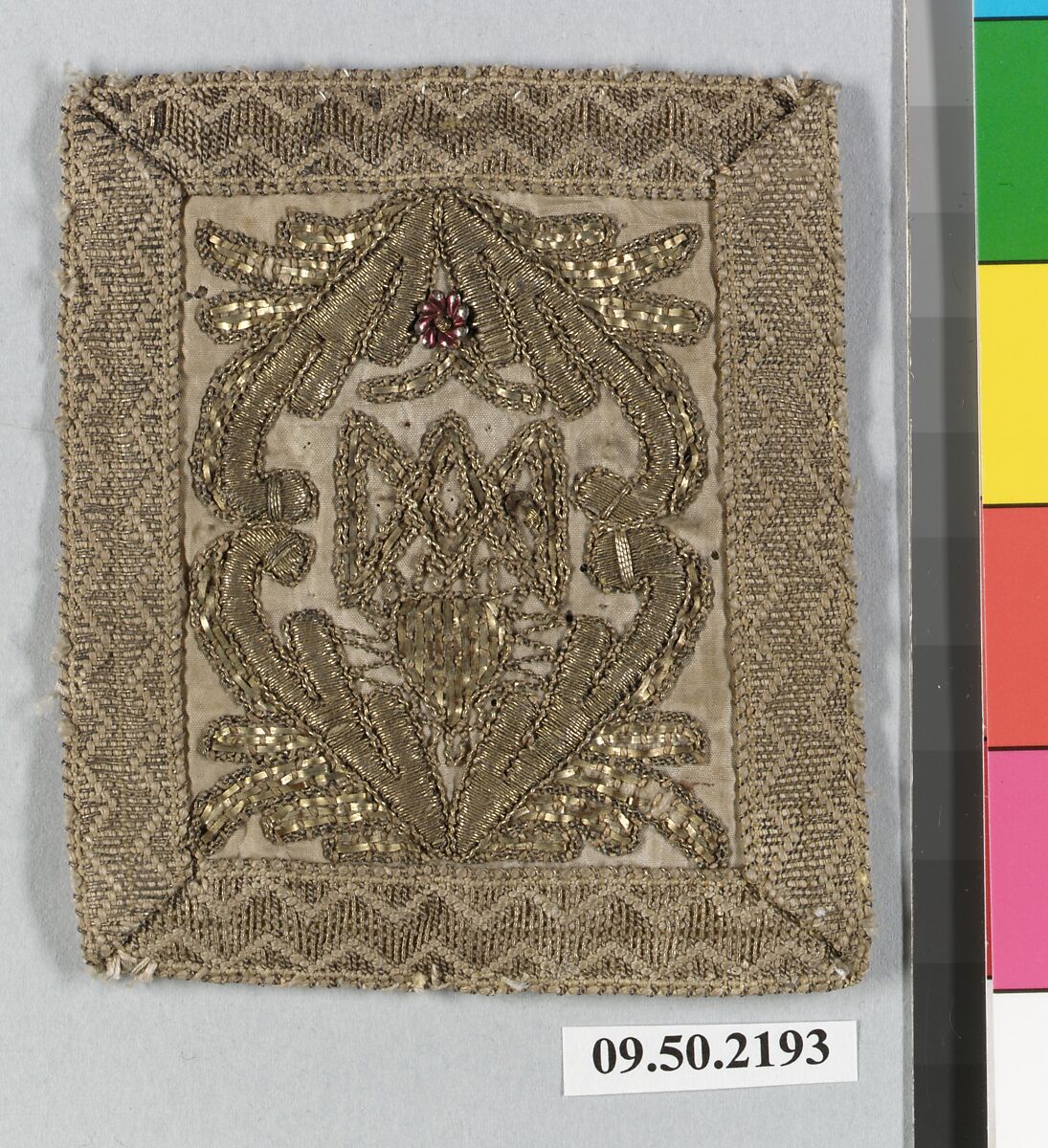 Scapular (?) (one of a pair), Silk and metal thread, German