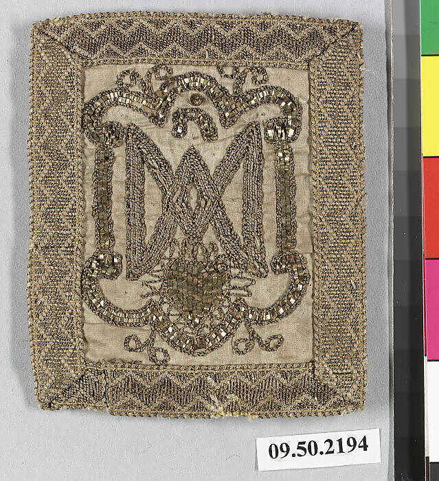 Scapular (?) (one of a pair), Silk and metal thread, German 