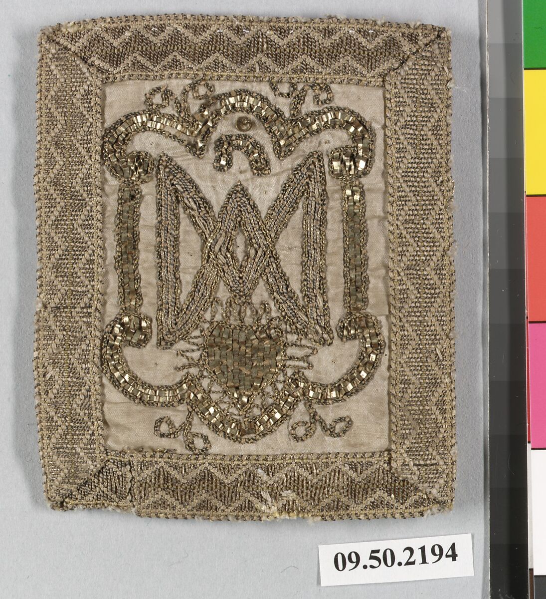 Scapular (?) (one of a pair), Silk and metal thread, German