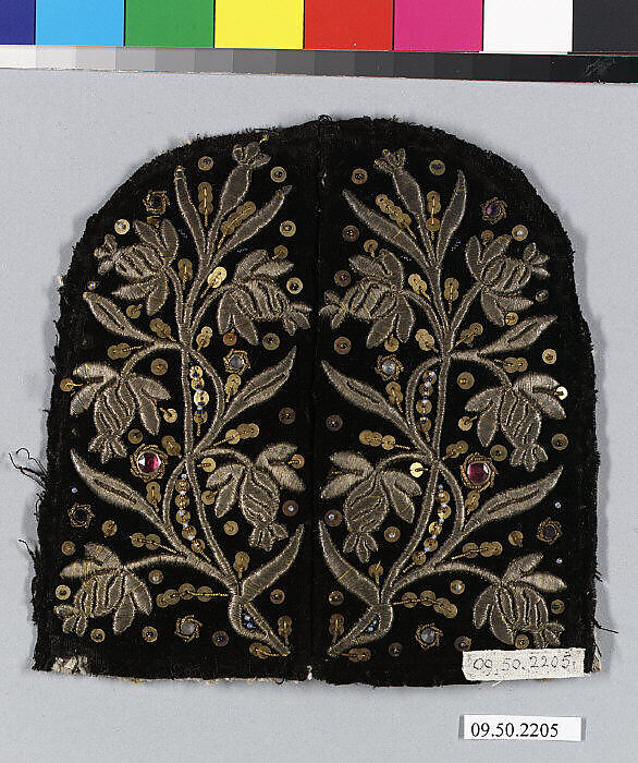 Fragment, Metal thread on velvet, German 