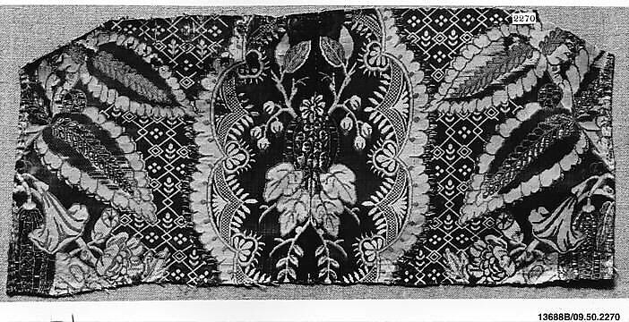 Piece, Silk and metal thread, French 