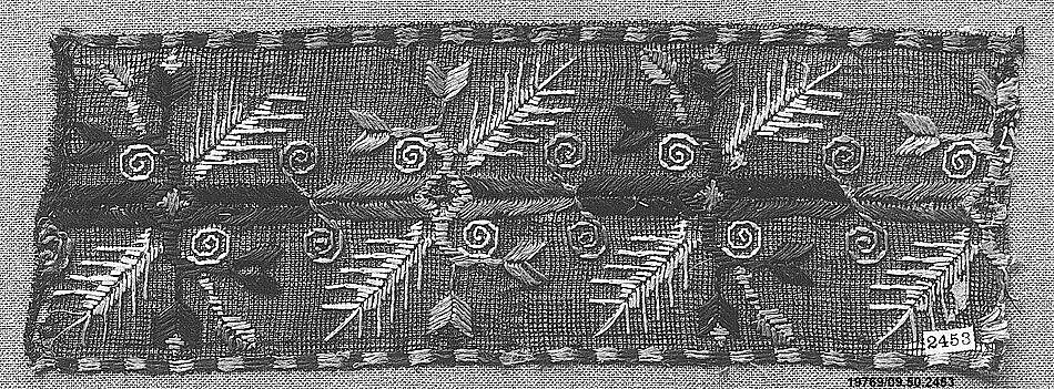 Strip, Embroidered net, buratto, Italian, Abruzzi and Calabria