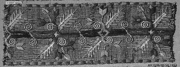 Strip, Embroidered net, buratto, Italian, Abruzzi and Calabria