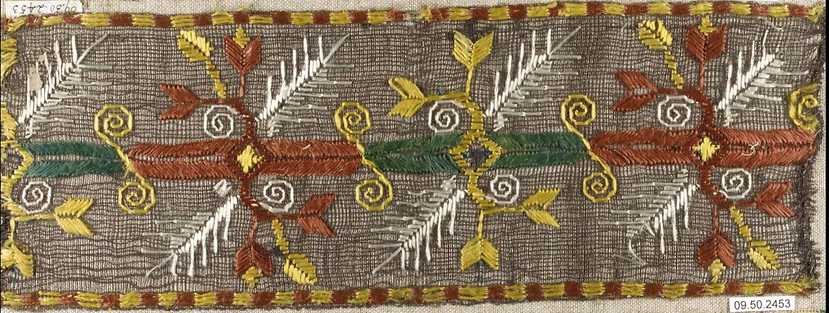 Strip, Embroidered net, buratto, Italian, Abruzzi and Calabria