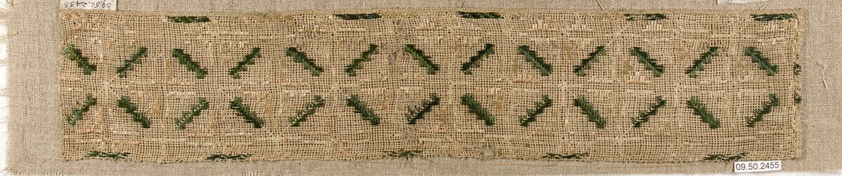 Strip, Embroidered net, buratto, Italian, Abruzzi and Calabria