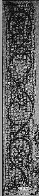 Strip, Embroidered net, buratto, Italian, Abruzzi and Calabria