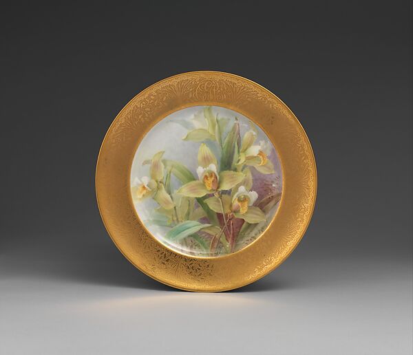 Plate, Porcelain, gold ground, American 