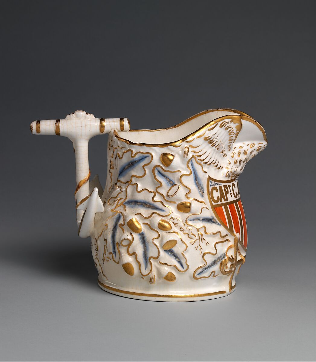 Pitcher, Charles Cartlidge and Company (1848–1856), Porcelain, American 