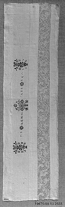 Fragment, Linen, bobbin lace, Hungarian or German 