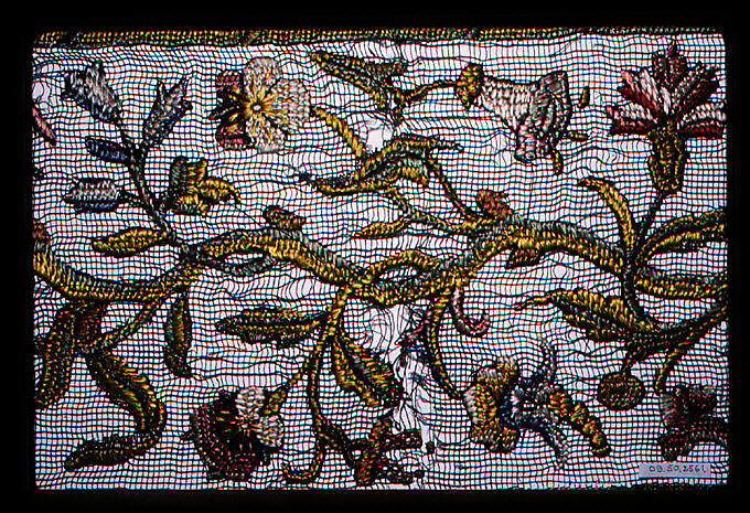 Fragment, Embroidered net, buratto, silk, Italian 