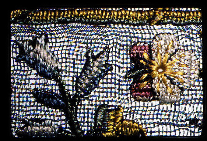 Fragment, Embroidered net, buratto, silk, Italian