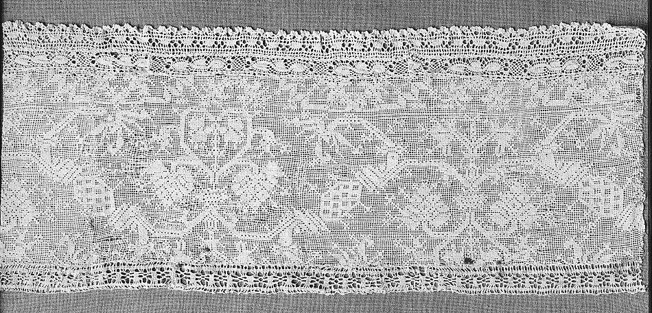 Strip, Embroidered net, buratto, punto à rammendo, bobbin lace, Italian