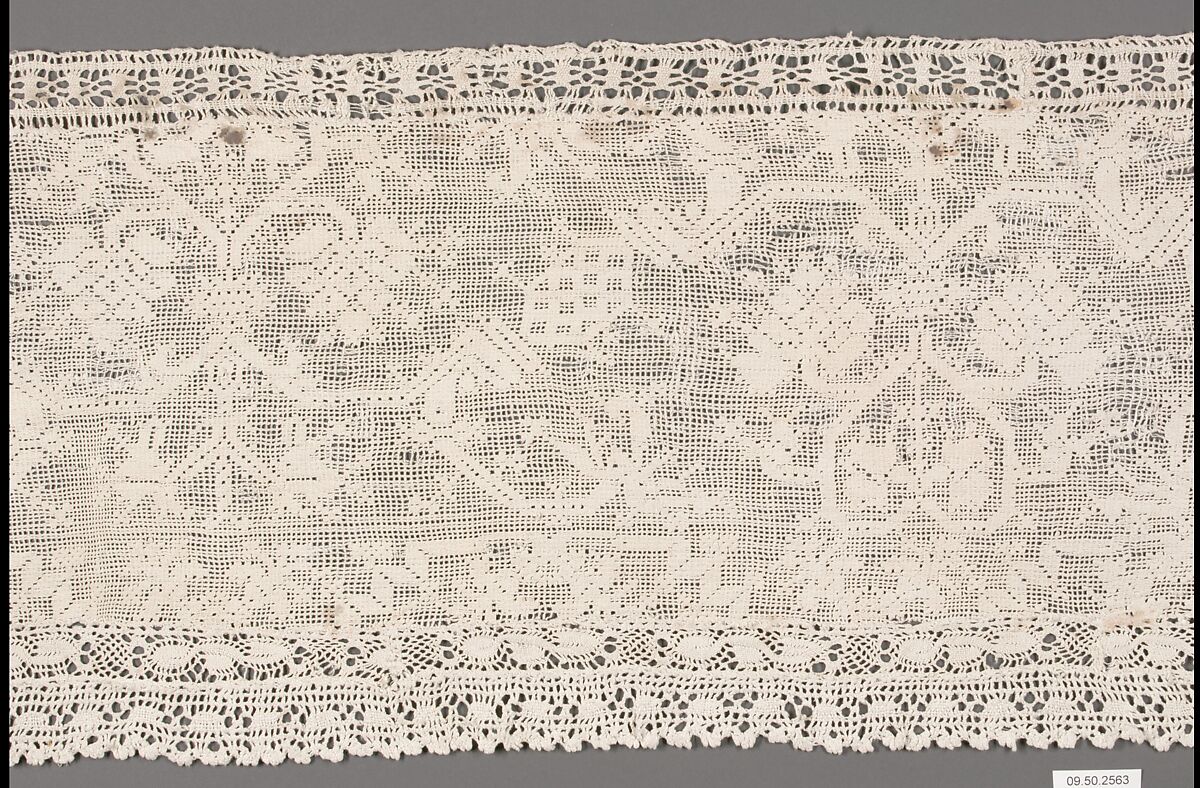 Strip, Embroidered net, buratto, punto à rammendo, bobbin lace, Italian