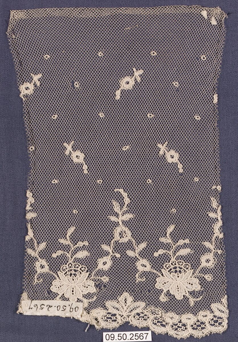 Fragment, Machine made lace, possibly British