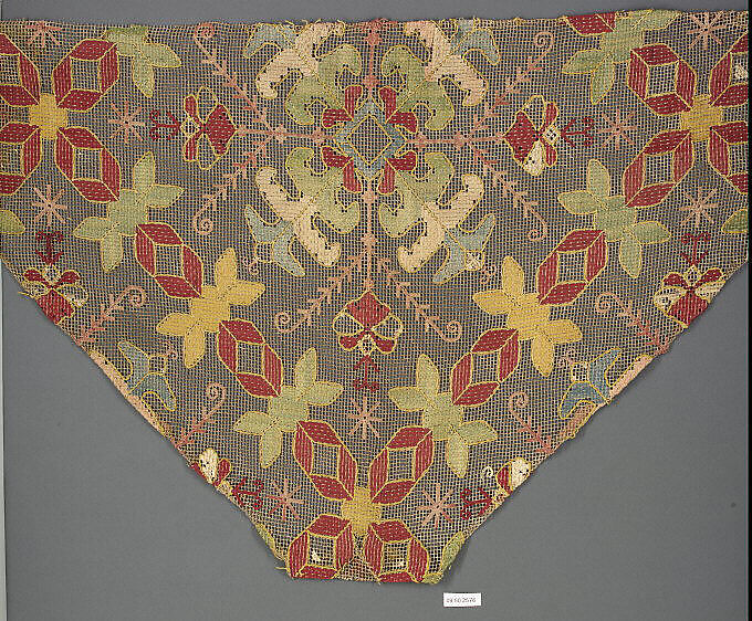 Fragment, Embroidered net, punto à rammendo, German 