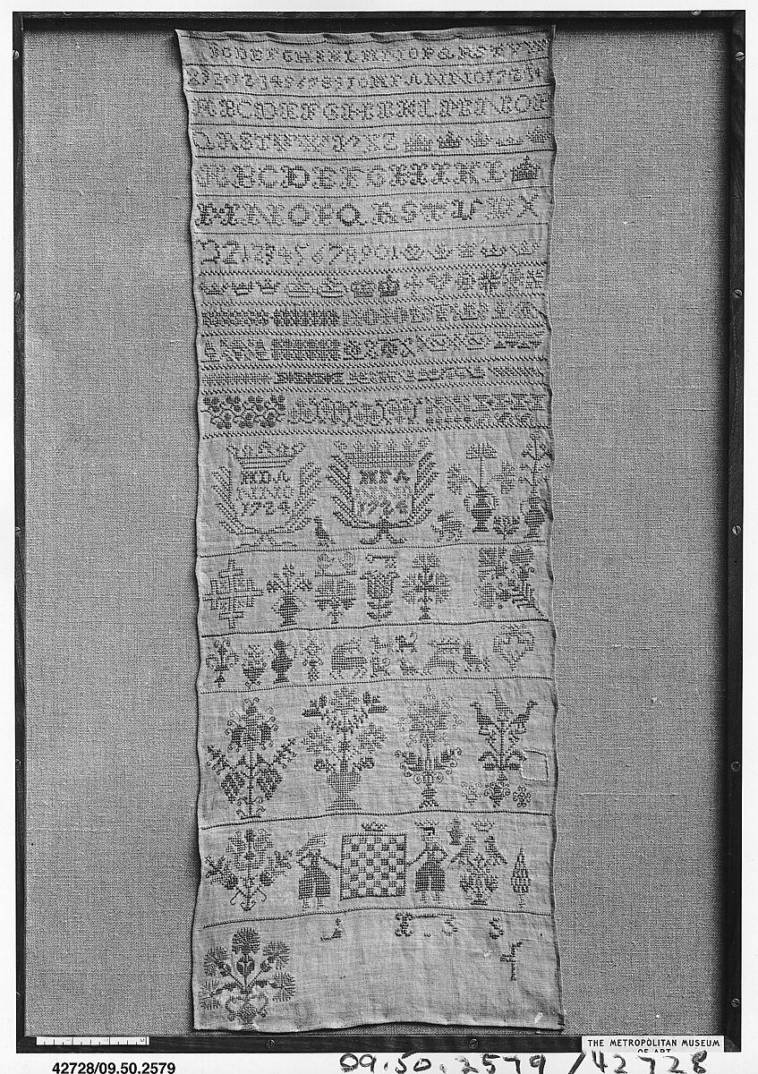 Sampler, Silk on linen, German 