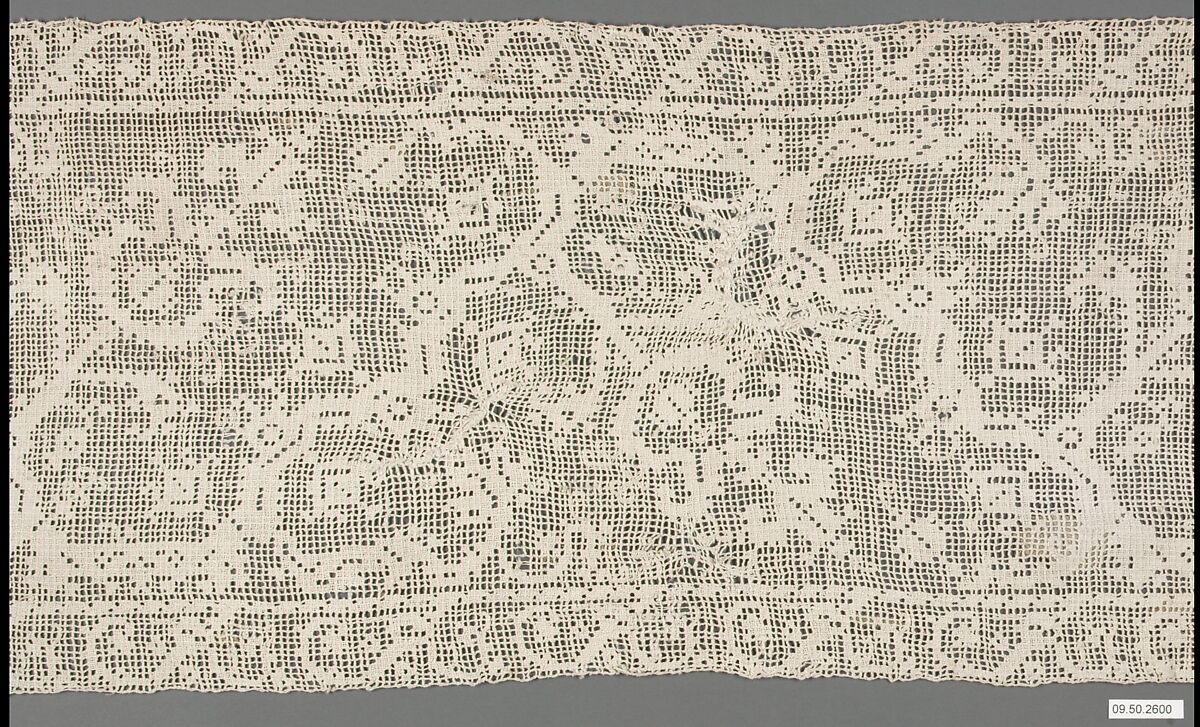 Strip, Embroidered net, buratto, Italian