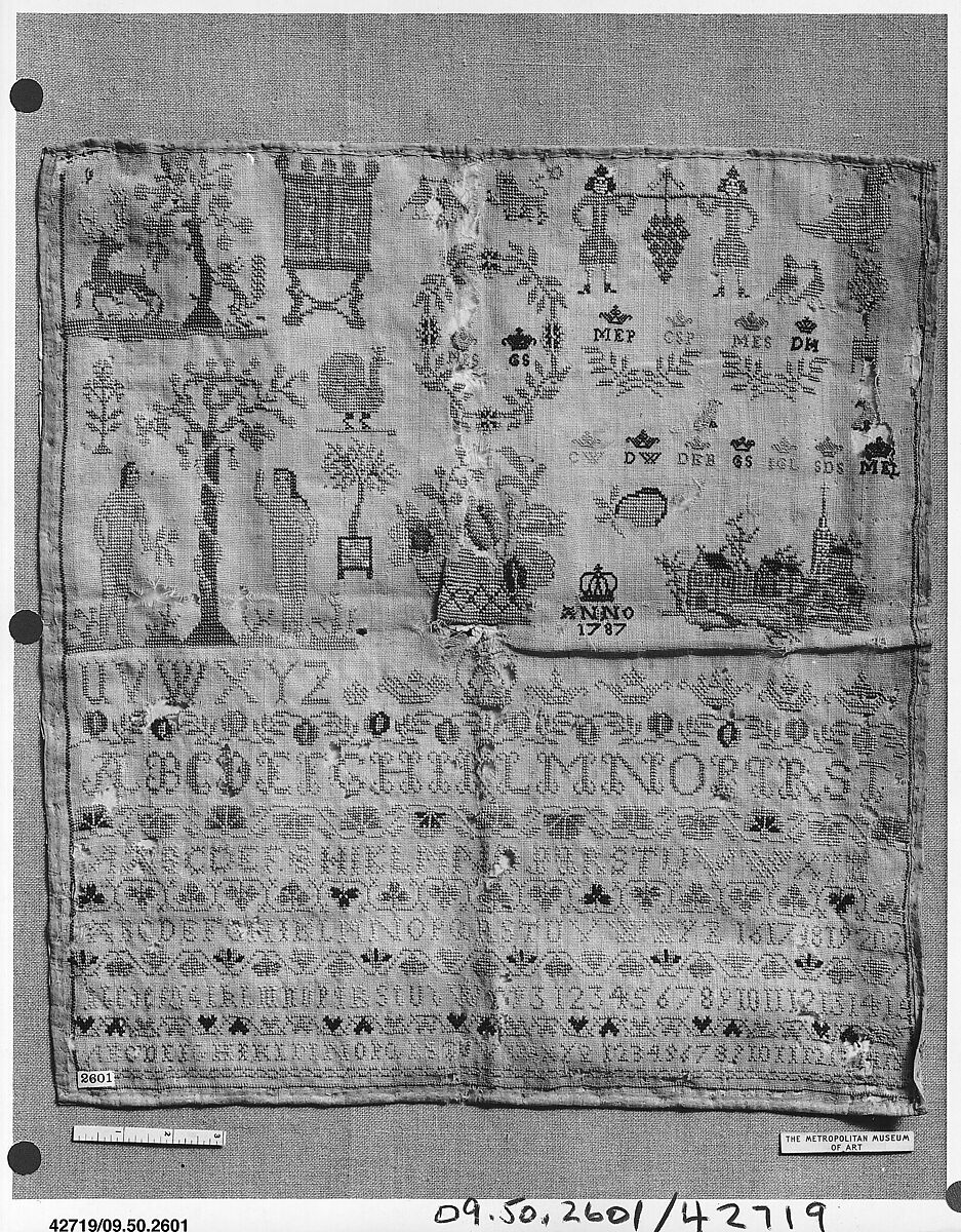 Sampler, Silk on canvas, German 