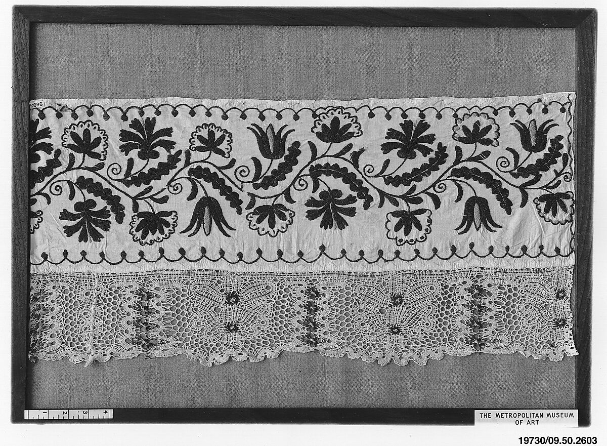 Border, Cotton on linen, Hungarian 