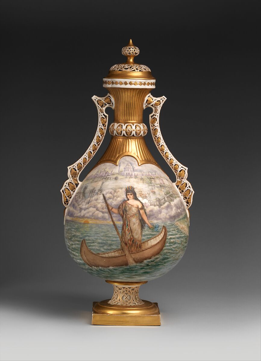 Covered vase, Possibly Willets Manufacturing Company (1879–1908), Porcelain, American 