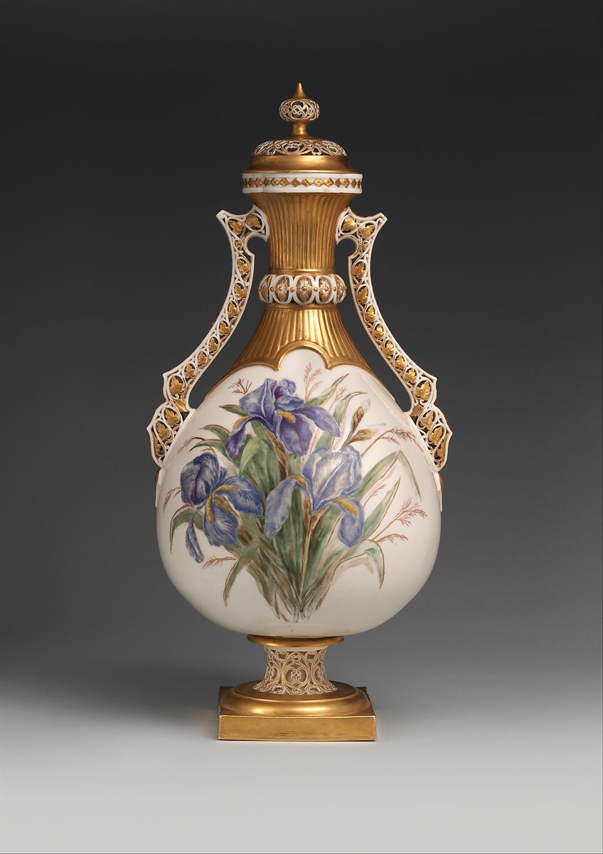 Covered vase, Possibly Willets Manufacturing Company (American, 1879–1908), Porcelain, American