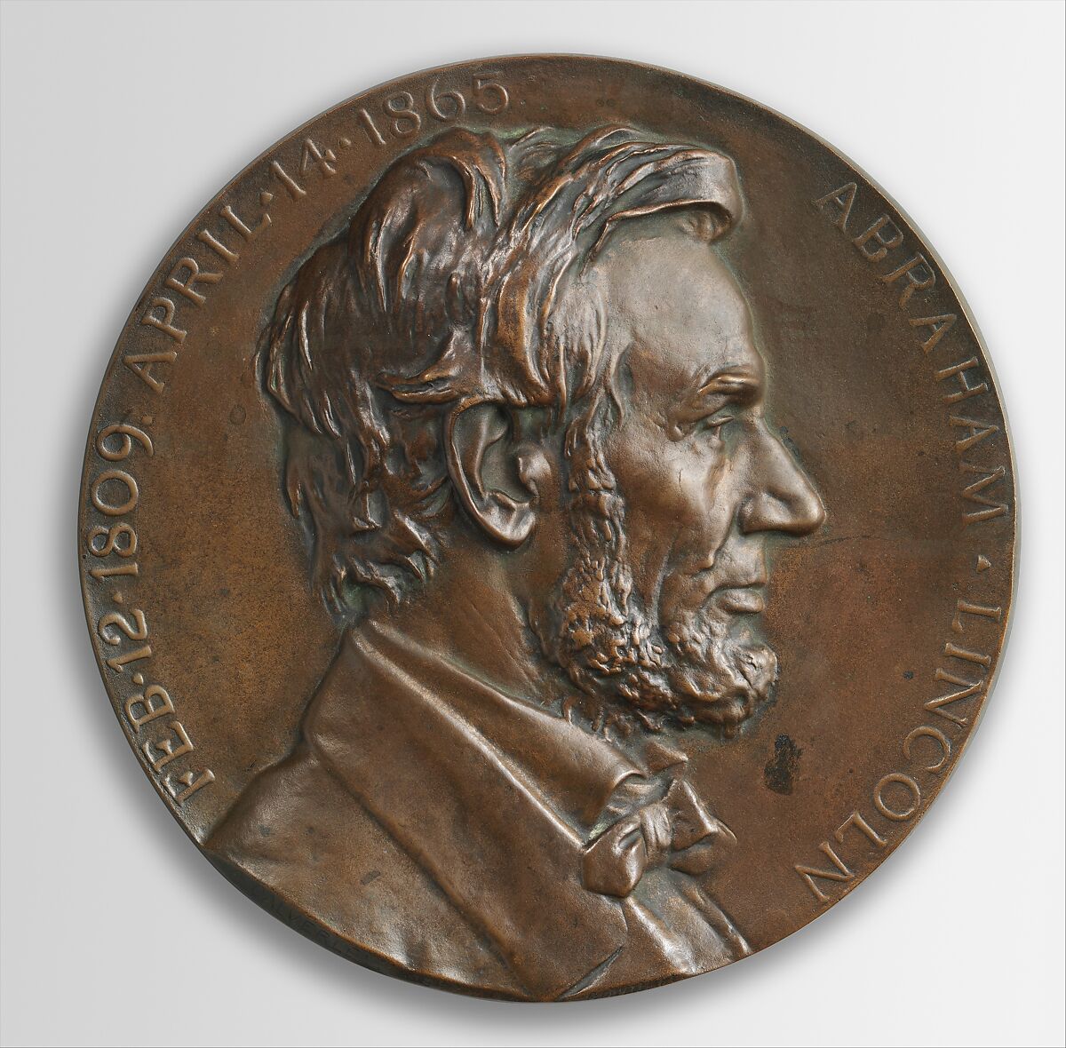 Abraham Lincoln, Charles Calverley (American, Albany, New York 1833–1914 Essex Fells, New Jersey), Bronze, American 