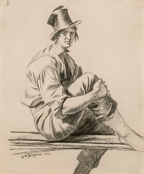 Boatman, for "Boatmen on the Missouri", George Caleb Bingham (American, Augusta County, Virginia 1811–1879 Kansas City, Missouri), Brush, black ink, and wash on paper, American 