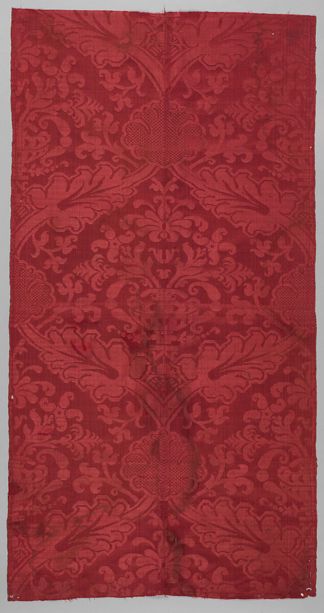 Crimson Silk Damask, Silk, Spanish or Italian 