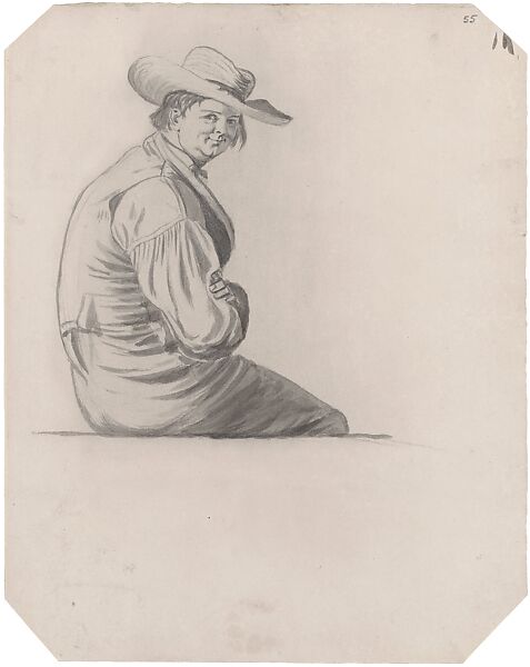 Flatboatman, for "The Jolly Flatboatmen", George Caleb Bingham (American, Augusta County, Virginia 1811–1879 Kansas City, Missouri), Brush, black ink, and wash over pencil on cream wove paper, American 