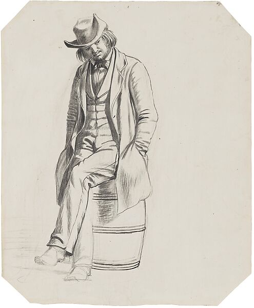 Slick Character, possible study for "Saint Louis Wharf" 1849 (lost), George Caleb Bingham (American, Augusta County, Virginia 1811–1879 Kansas City, Missouri), Brush, black ink, and wash over pencil on off-white wove paper, American 