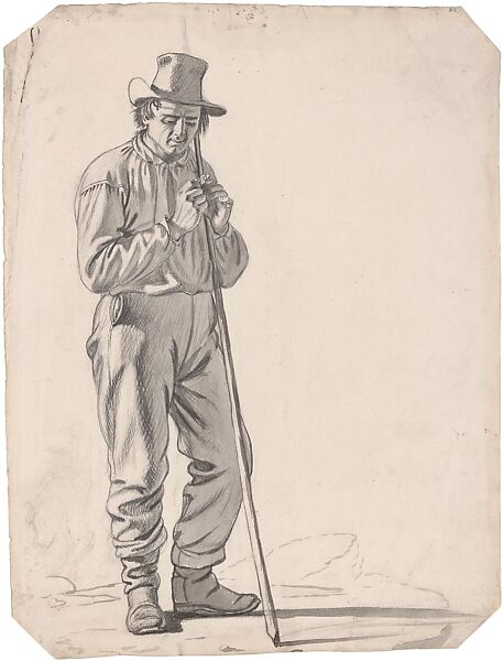Fisherman, for "Fishing on the Mississippi", George Caleb Bingham (American, Augusta County, Virginia 1811–1879 Kansas City, Missouri), Brush, black ink, and wash over pencil on cream wove paper, American 