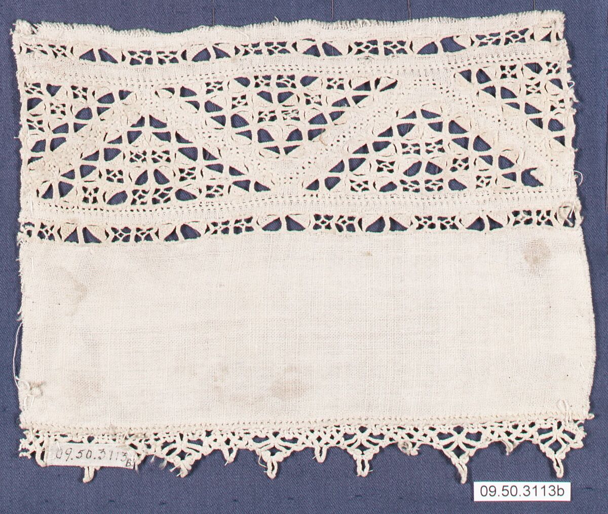 Fragment, Linen, cutwork, Italian
