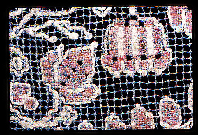 Square, Embroidered net, punto à telo, punto à rammendo, Italian