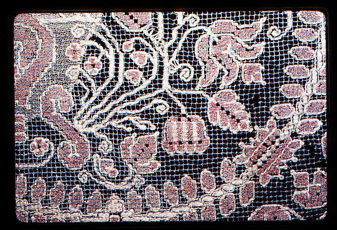 Square, Embroidered net, punto à telo, punto à rammendo, Italian
