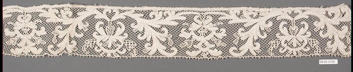 Fragment, Embroidered net, punto à rammendo, possibly Spanish