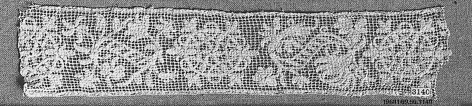 Border, Embroidered net, punto à rammendo, German 