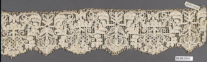 Fragment, Embroidered net, punto à rammendo, German 