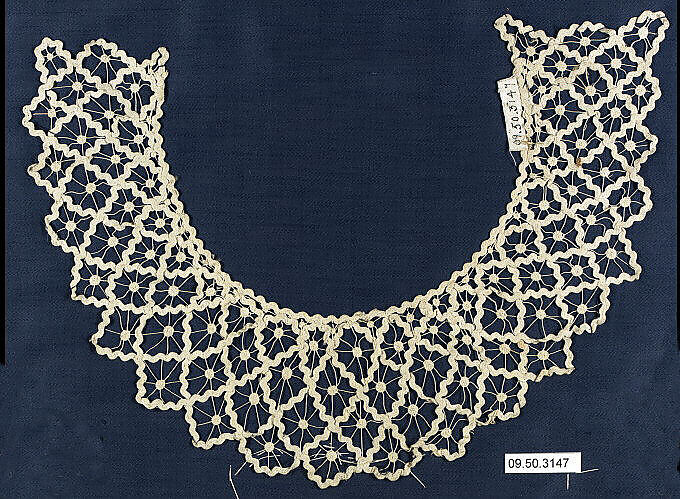 Collar, Embroidered net, British 