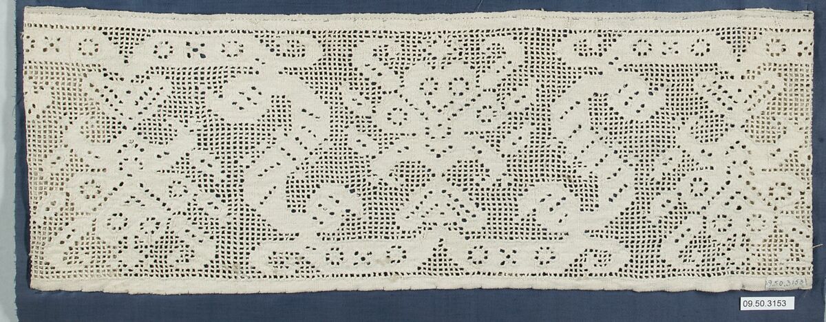 Border fragment, Drawnwork, Italian or Sicilian