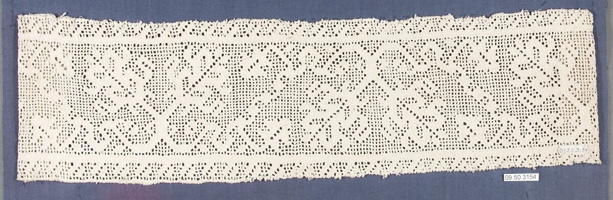 Border fragment, Drawnwork, Italian or Sicilian